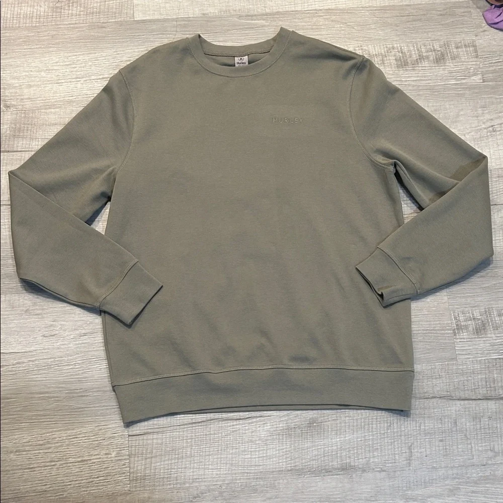 Hurley Men’s Olive Green Long Sleeve Crewneck Logo Sweatshirt Size M